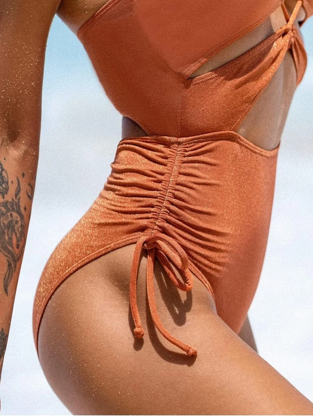 Cupshe One-Piece Swimsuit in Rust, Sz Med